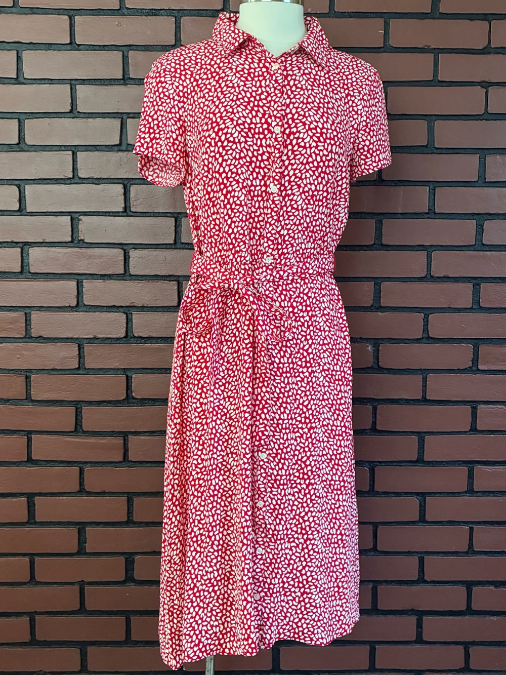 Talbots Red Leopard Tie-Waist Midi Dress